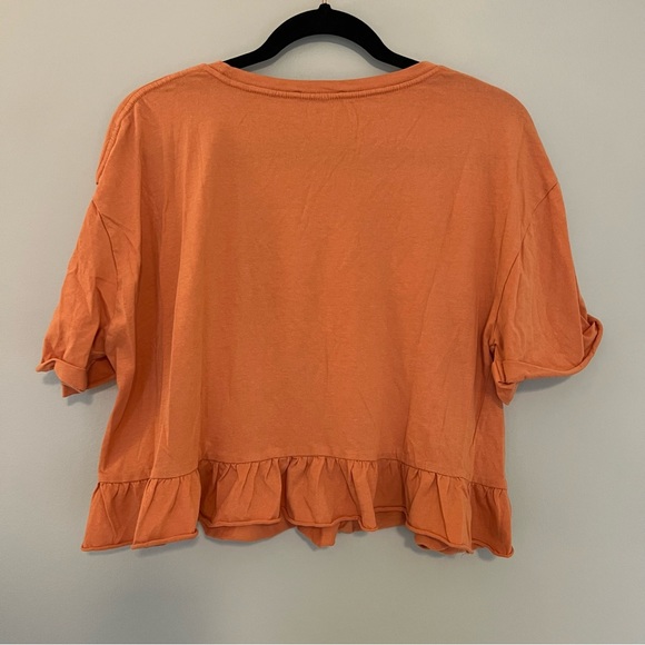 Peach Cropped Peplum T-shirt - Picture 3 of 7